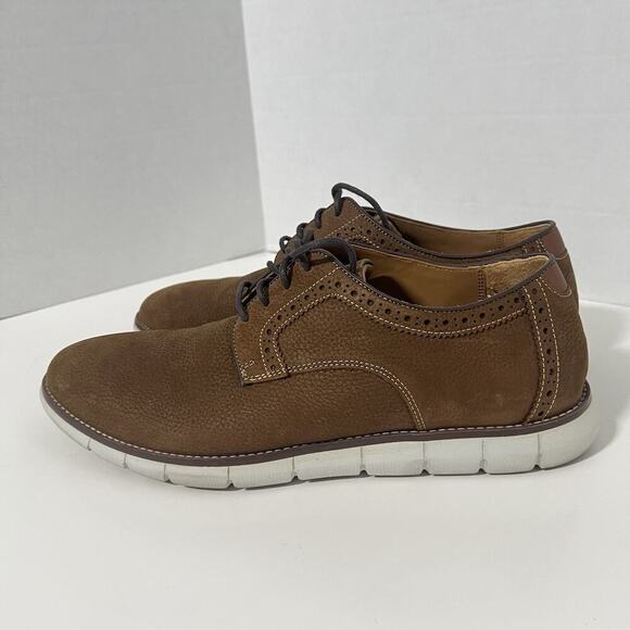 Johnston Murphy Men 10M Holden Plain Toe Brown Tumbled Nubuck Oxfords Sheepskin - Picture 4 of 10